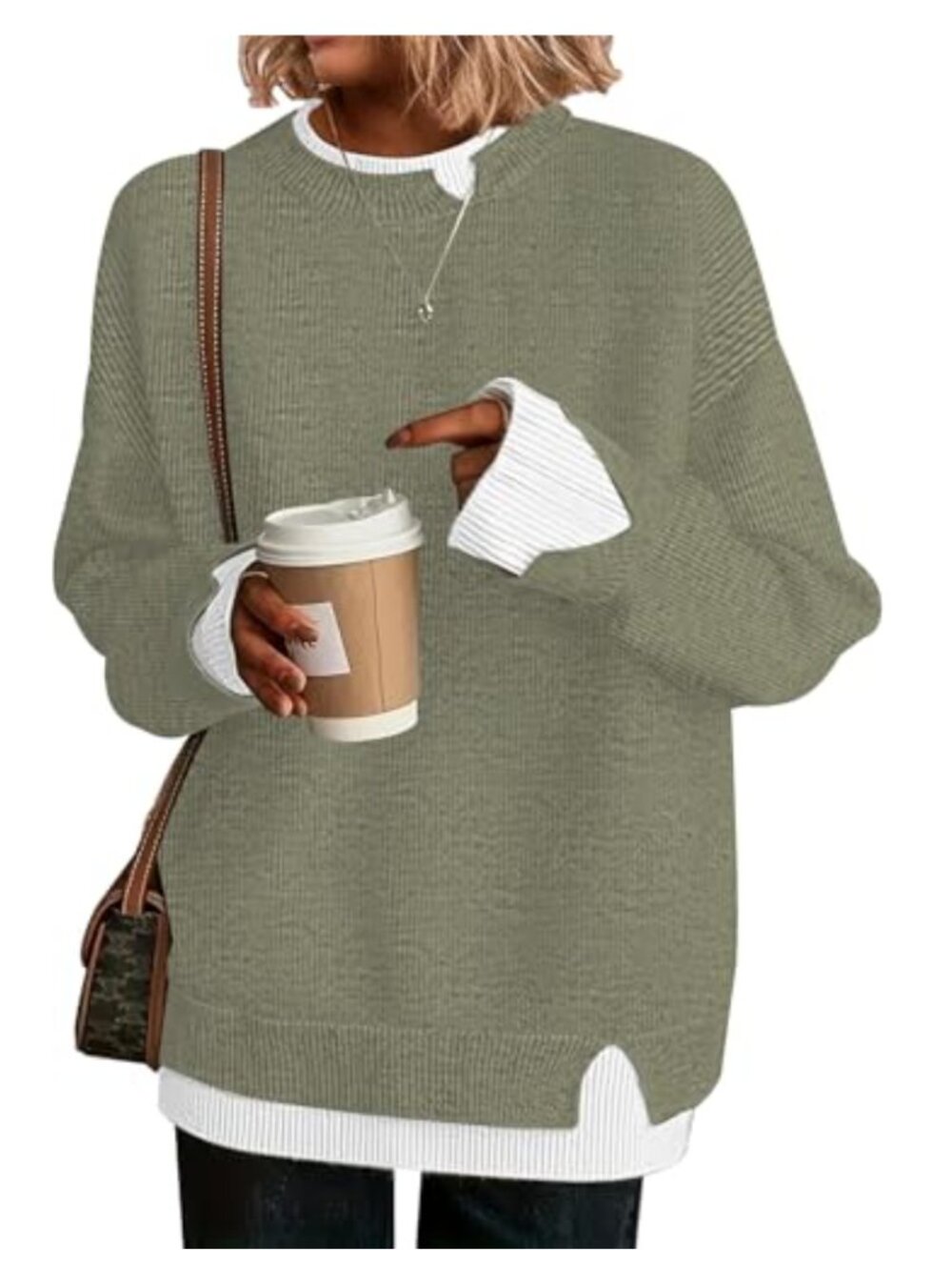 Womens Oversized Knit Pullover Sweater Fall Winter Casual School Teacher